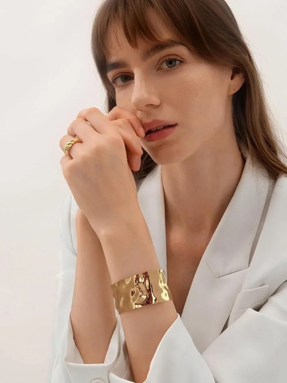 Stylish Wide Chunky Cuff Bangle Bracelet for Women - Gold & Silver Options